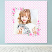 Schattigee gepersonaliseerde één foto roze canvas afdruk (Insitu (Houten vloer))