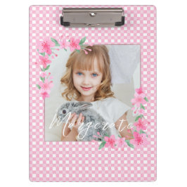 Schattigee gepersonaliseerde één foto roze klembord