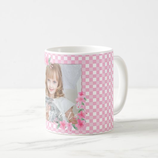 Schattigee gepersonaliseerde één foto roze koffiemok (Voorkant rechts)