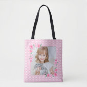 Schattigee gepersonaliseerde één foto roze tote bag (Voorkant)