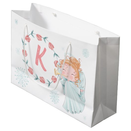 Schattigee gepersonaliseerde engel groot cadeauzakje (Voorkant Gekanteld)