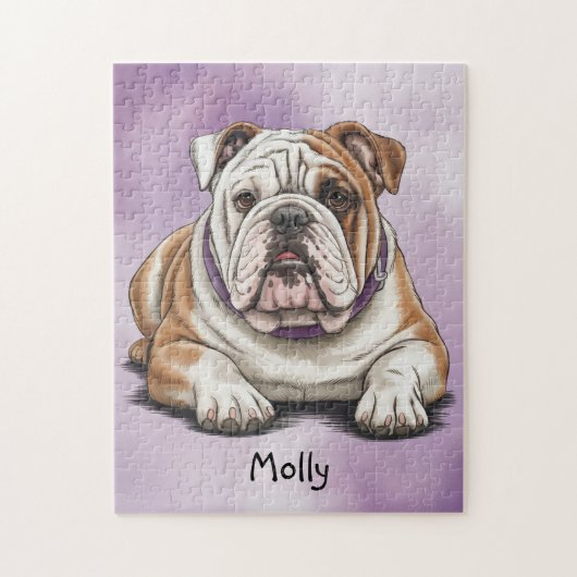 Schattigee gepersonaliseerde Engelse Bulldog Legpuzzel (Verticaal)