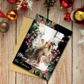 Schattigee gepersonaliseerde familiefoto & naam ke feestdagenkaart