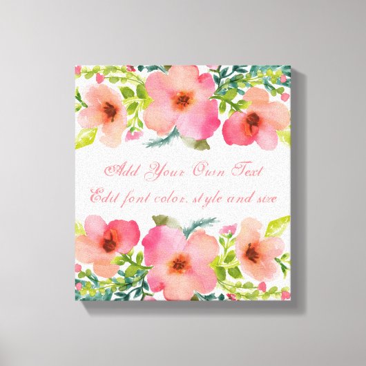 Schattigee gepersonaliseerde florale waterverf canvas afdruk (Voorkant)