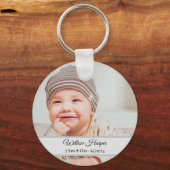 Schattigee Gepersonaliseerde Foto Geboorte Baby Ke Sleutelhanger (Voorkant)