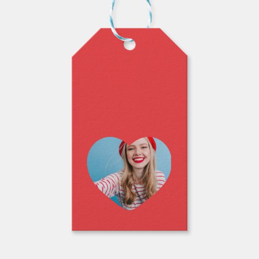 Schattigee gepersonaliseerde foto Hart Kerstmis Cadeaulabel (Voorkant)