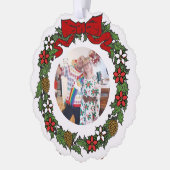 Schattigee gepersonaliseerde foto kerst krans ornament kaart (Links)