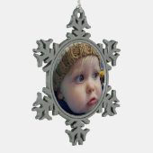 Schattigee Gepersonaliseerde Foto Snowflake Kerstm Tin Sneeuwvlok Ornament (Links)