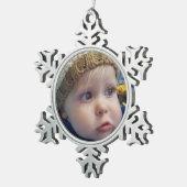 Schattigee Gepersonaliseerde Foto Snowflake Kerstm Tin Sneeuwvlok Ornament (Rechts)