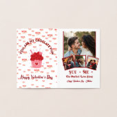 Schattigee gepersonaliseerde foto-Valentijnsdag Folie Kaarten (Binnen)