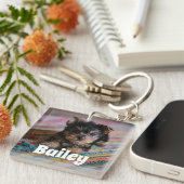 Schattigee gepersonaliseerde foto van huisdieren sleutelhanger (Voorkant Rechts)