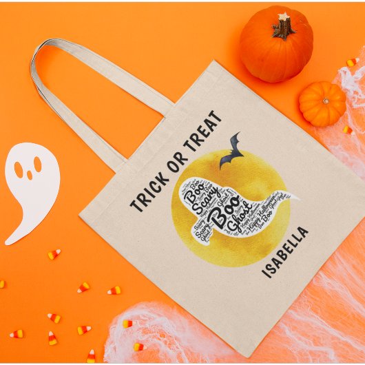 Schattigee Gepersonaliseerde Ghost Word Art Trick Tote Bag