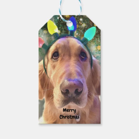 Schattigee gepersonaliseerde Golden Retriever Dog  Cadeaulabel (Voorkant)