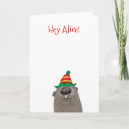 Schattigee gepersonaliseerde Groundhog Kerstkaart Kaart