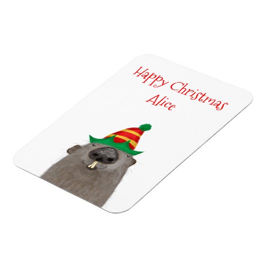 Schattigee gepersonaliseerde Groundhog Kerstmagnee Magneet (Linkerzijde)