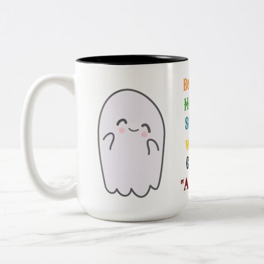 Schattigee gepersonaliseerde Halloween Ghost Mok (Links)