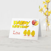 Schattigee gepersonaliseerde Happy Birthday Kaart (Gele Bloem)