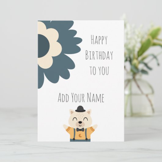 Schattigee gepersonaliseerde Happy Birthday Kaart (Staand voorkant)