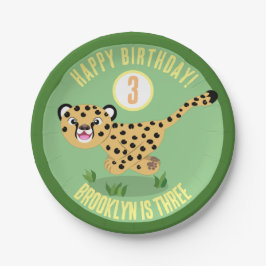 Schattigee gepersonaliseerde happy cheetah birthda papieren bordje