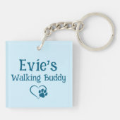 Schattigee Gepersonaliseerde Hond Wandelen Buddy H Sleutelhanger (Achterkant)