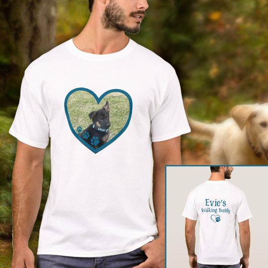 Schattigee Gepersonaliseerde Hond Wandelen Buddy H T-shirt