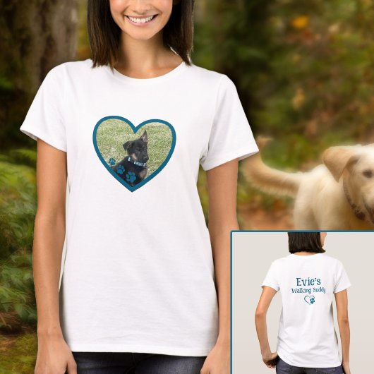 Schattigee Gepersonaliseerde Hond Wandelen Buddy H T-shirt