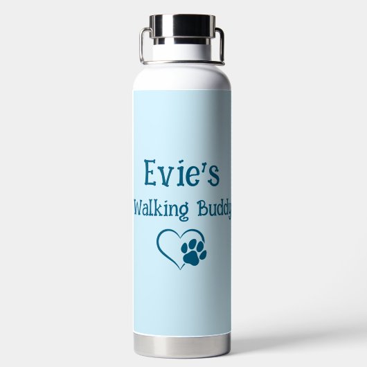 Schattigee Gepersonaliseerde Hond Wandelen Buddy H Waterfles (Achterkant)