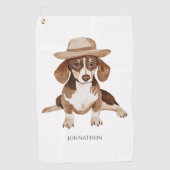 Schattigee gepersonaliseerde hond Waterverf Golfhanddoek (Voorkant)