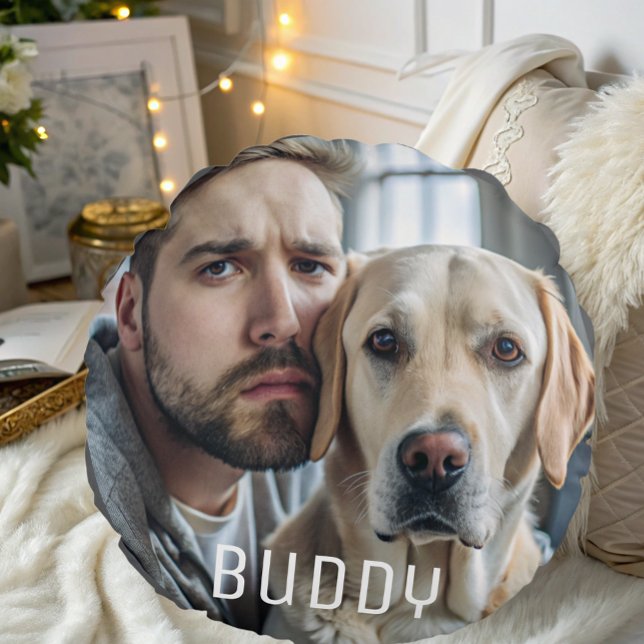 Schattigee Gepersonaliseerde Hondenliefhebber Pet  Rond Kussen (Creator heeft geüpload)