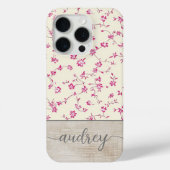 Schattigee gepersonaliseerde houten bloemenscript  Case-Mate iPhone case (Achterkant)