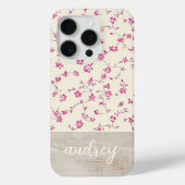 Schattigee gepersonaliseerde houten bloemenscript  Case-Mate iPhone case (Achterkant)