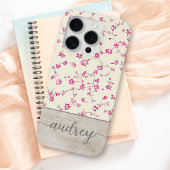 Schattigee gepersonaliseerde houten bloemenscript  Case-Mate iPhone case