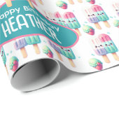 Schattigee gepersonaliseerde IcePop Zomer Verjaard Cadeaupapier (Rol Hoek)
