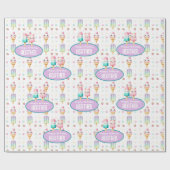 Schattigee gepersonaliseerde IcePop Zomer Verjaard Cadeaupapier (Vlak)