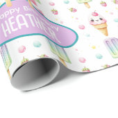 Schattigee gepersonaliseerde IcePop Zomer Verjaard Cadeaupapier (Rol Hoek)
