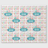 Schattigee gepersonaliseerde IcePop Zomer Verjaard Cadeaupapier (Vlak)