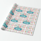 Schattigee gepersonaliseerde IcePop Zomer Verjaard Cadeaupapier (Uitgerold)