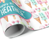 Schattigee gepersonaliseerde IcePop Zomer Verjaard Cadeaupapier (Rol Hoek)