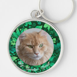 Schattigee gepersonaliseerde kattenliefhebber foto sleutelhanger