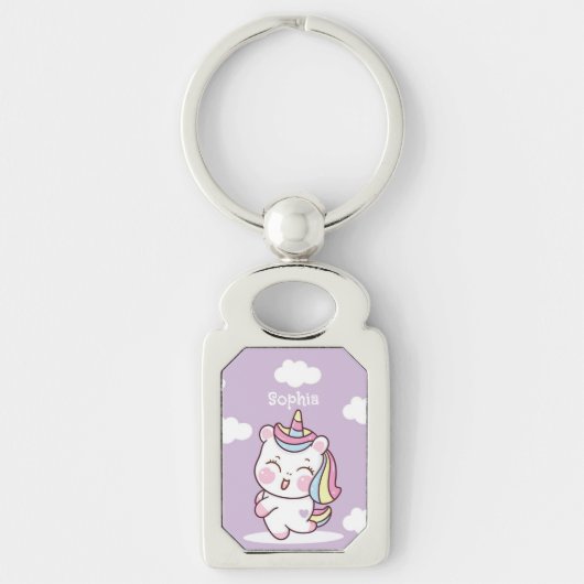 Schattigee gepersonaliseerde Kawaii grillige eenho Sleutelhanger (Voorkant)