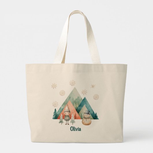 Schattigee gepersonaliseerde kerst canvas tas (Achterkant)