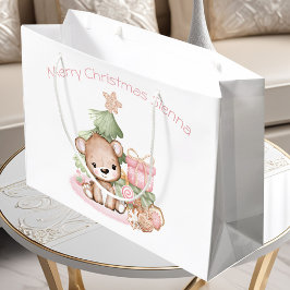 Schattigee gepersonaliseerde kerstcadeauzak voor e groot cadeauzakje