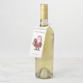 Schattigee gepersonaliseerde kerstman flessenhanger (Schuin)