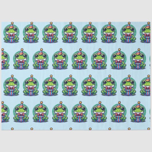 Schattigee gepersonaliseerde kikker thema verjaard tissuepapier (Voorkant)