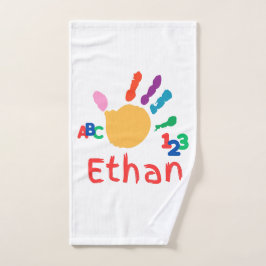 Schattigee gepersonaliseerde Kind ABC Handverf 123 Handdoek