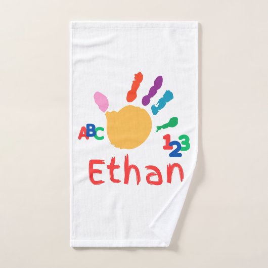 Schattigee gepersonaliseerde Kind ABC Handverf 123 Handdoek (Handdoek)