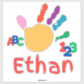 Schattigee gepersonaliseerde Kind ABC Handverf 123 Sticker (Vel)