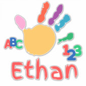 Schattigee gepersonaliseerde Kind ABC Handverf 123 Sticker (Voorkant)