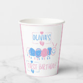 Schattigee gepersonaliseerde Kinder Doodle Worm Dr Papieren Bekers (Achterkant)