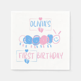 Schattigee gepersonaliseerde Kinder Doodle Worm Dr Servet